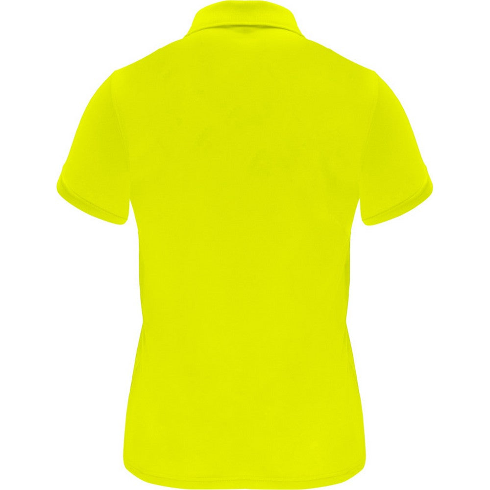 Fluorescent Yellow - Back - Roly Womens-Ladies Monzha Short-Sleeved Sports Polo Shirt