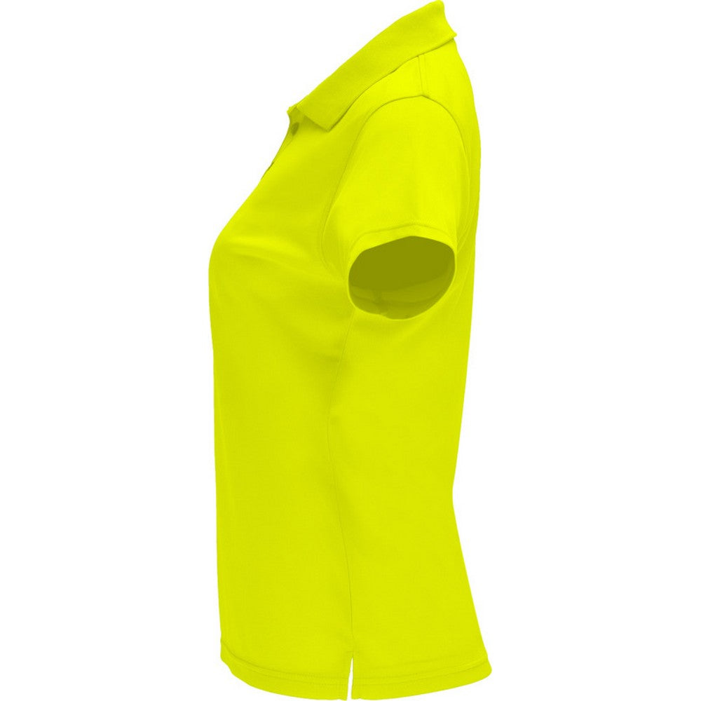 Fluorescent Yellow - Side - Roly Womens-Ladies Monzha Short-Sleeved Sports Polo Shirt