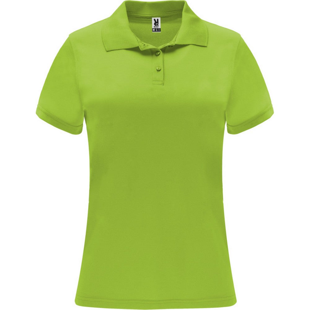 Lime-Lime Green - Front - Roly Womens-Ladies Monzha Short-Sleeved Sports Polo Shirt