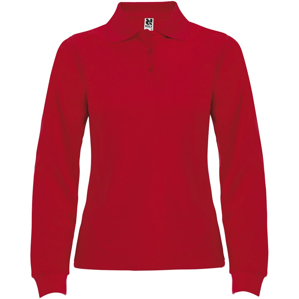 Red - Front - Roly Womens-Ladies Estrella Long-Sleeved Polo Shirt