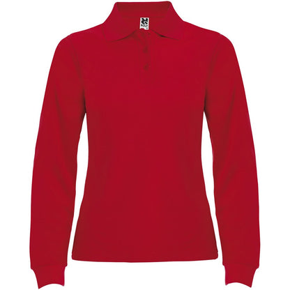 Red - Front - Roly Womens-Ladies Estrella Long-Sleeved Polo Shirt