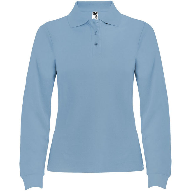 Sky Blue - Front - Roly Womens-Ladies Estrella Long-Sleeved Polo Shirt