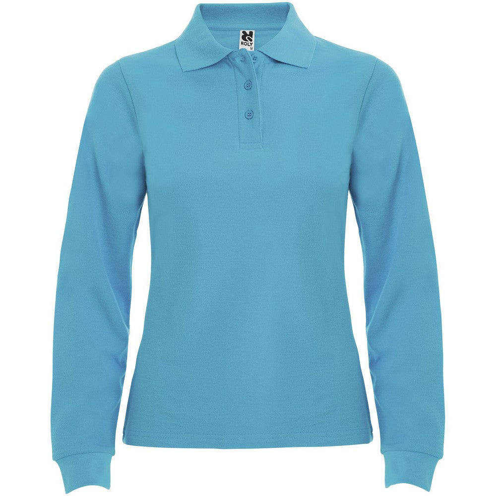 Turquoise - Front - Roly Womens-Ladies Estrella Long-Sleeved Polo Shirt
