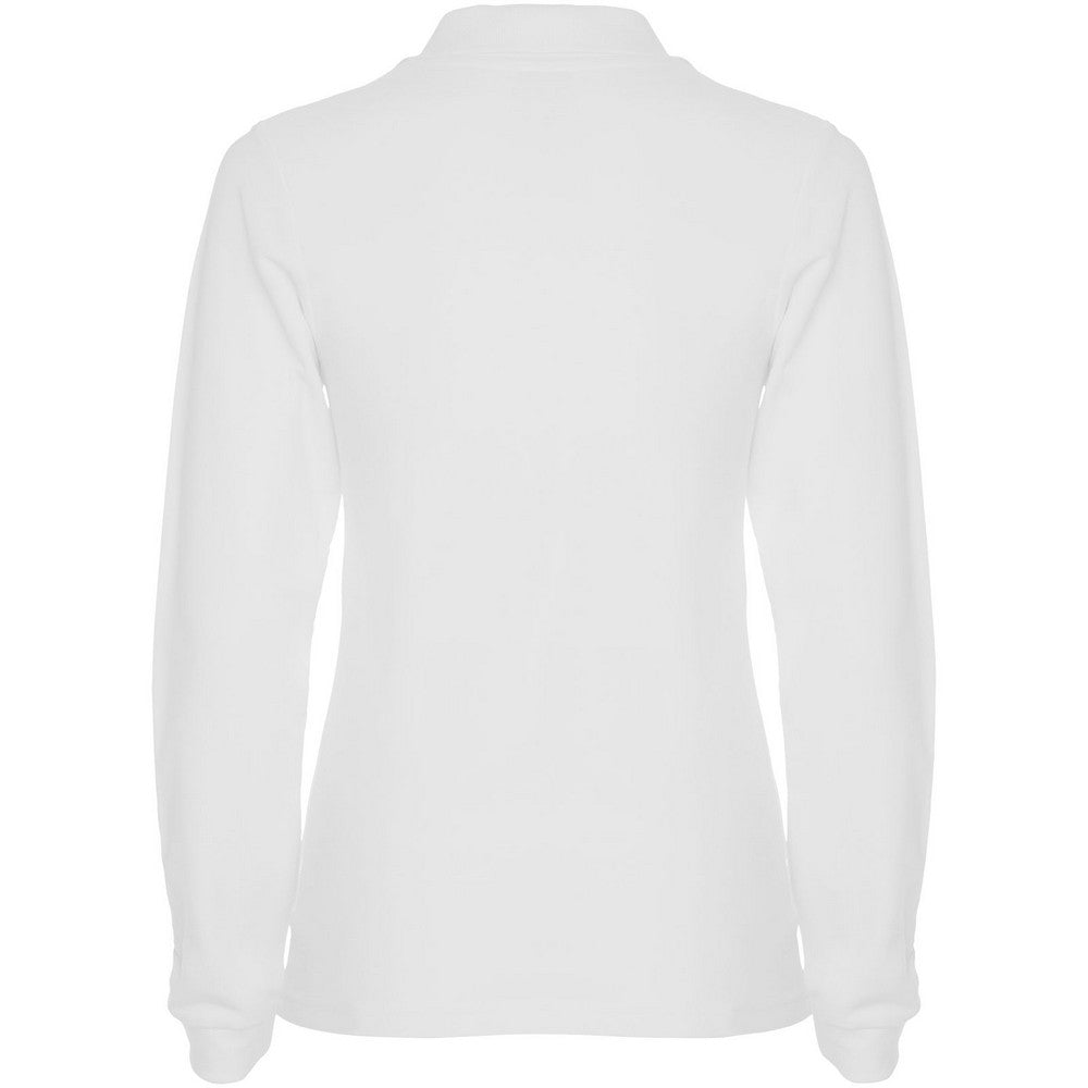 White - Back - Roly Womens-Ladies Estrella Long-Sleeved Polo Shirt