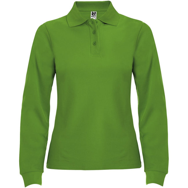 Grass Green - Front - Roly Womens-Ladies Estrella Long-Sleeved Polo Shirt