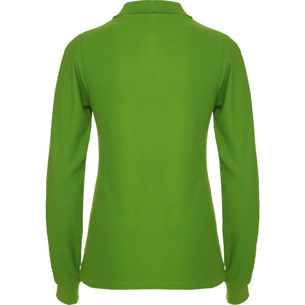 Grass Green - Back - Roly Womens-Ladies Estrella Long-Sleeved Polo Shirt