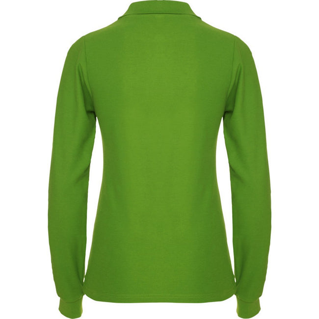 Grass Green - Back - Roly Womens-Ladies Estrella Long-Sleeved Polo Shirt