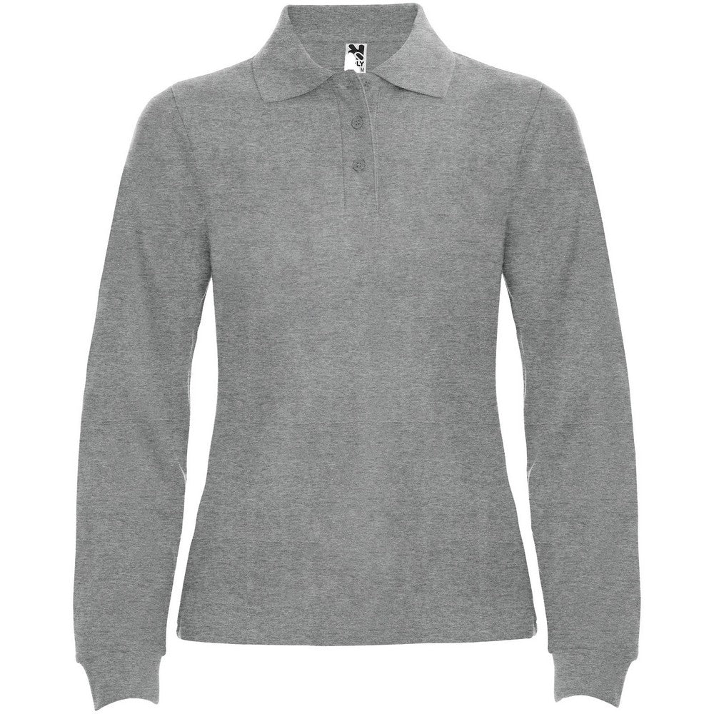 Grey Marl - Front - Roly Womens-Ladies Estrella Long-Sleeved Polo Shirt