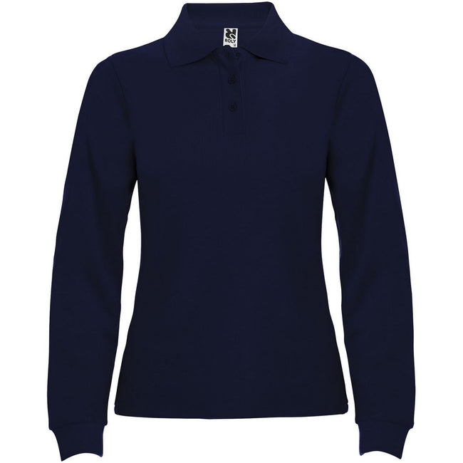 Navy Blue - Front - Roly Womens-Ladies Estrella Long-Sleeved Polo Shirt