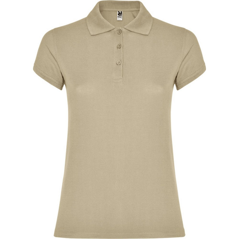Sand - Front - Roly Womens-Ladies Star Polo Shirt