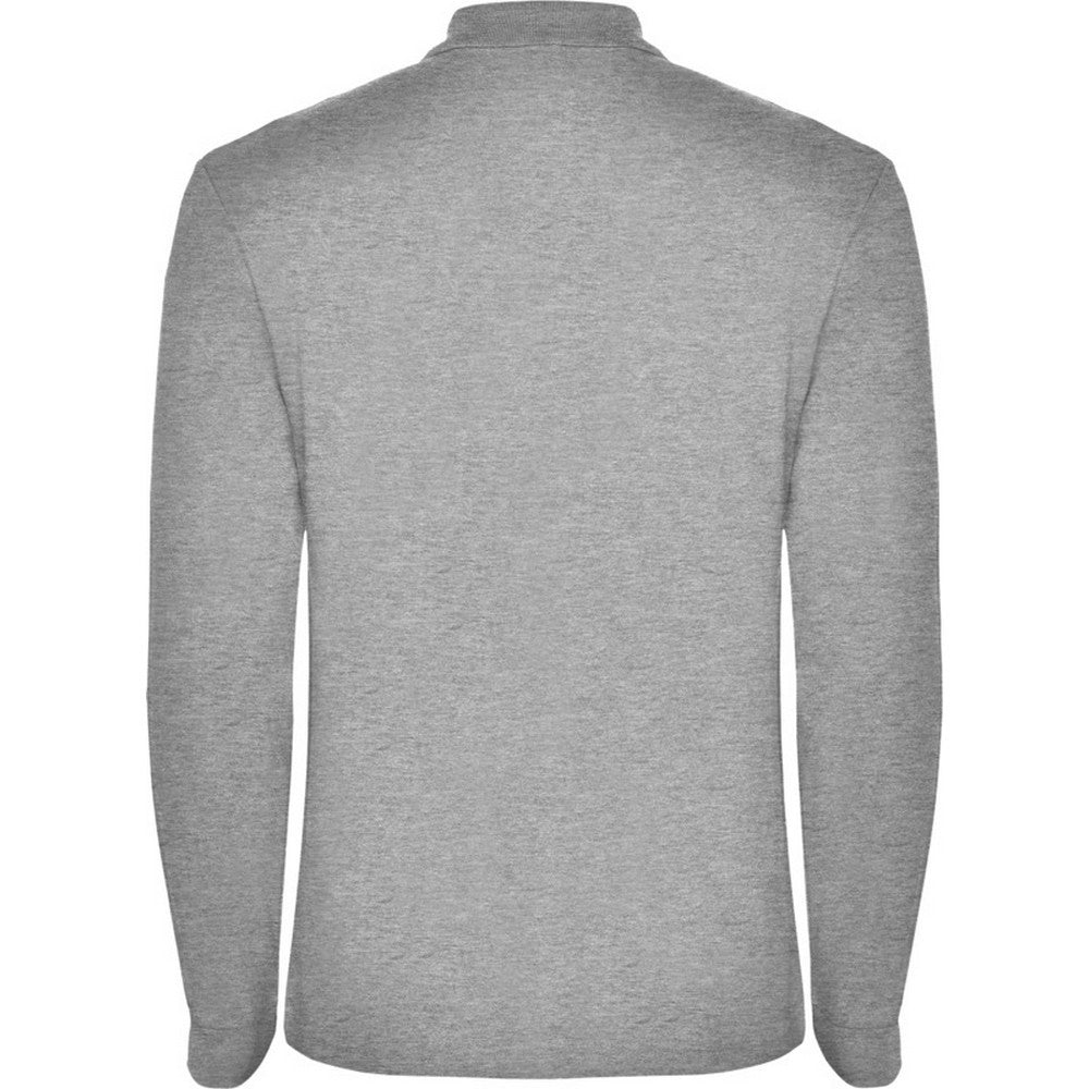 Grey Marl - Back - Roly Mens Estrella Long-Sleeved Polo Shirt