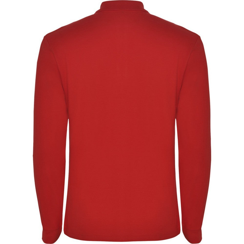 Red - Back - Roly Mens Estrella Long-Sleeved Polo Shirt