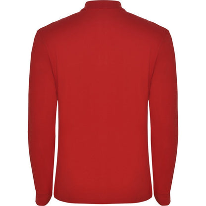 Red - Back - Roly Mens Estrella Long-Sleeved Polo Shirt