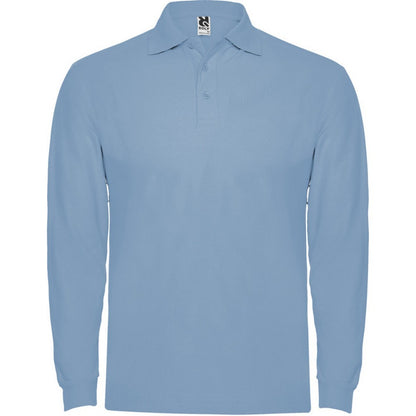 Sky Blue - Front - Roly Mens Estrella Long-Sleeved Polo Shirt