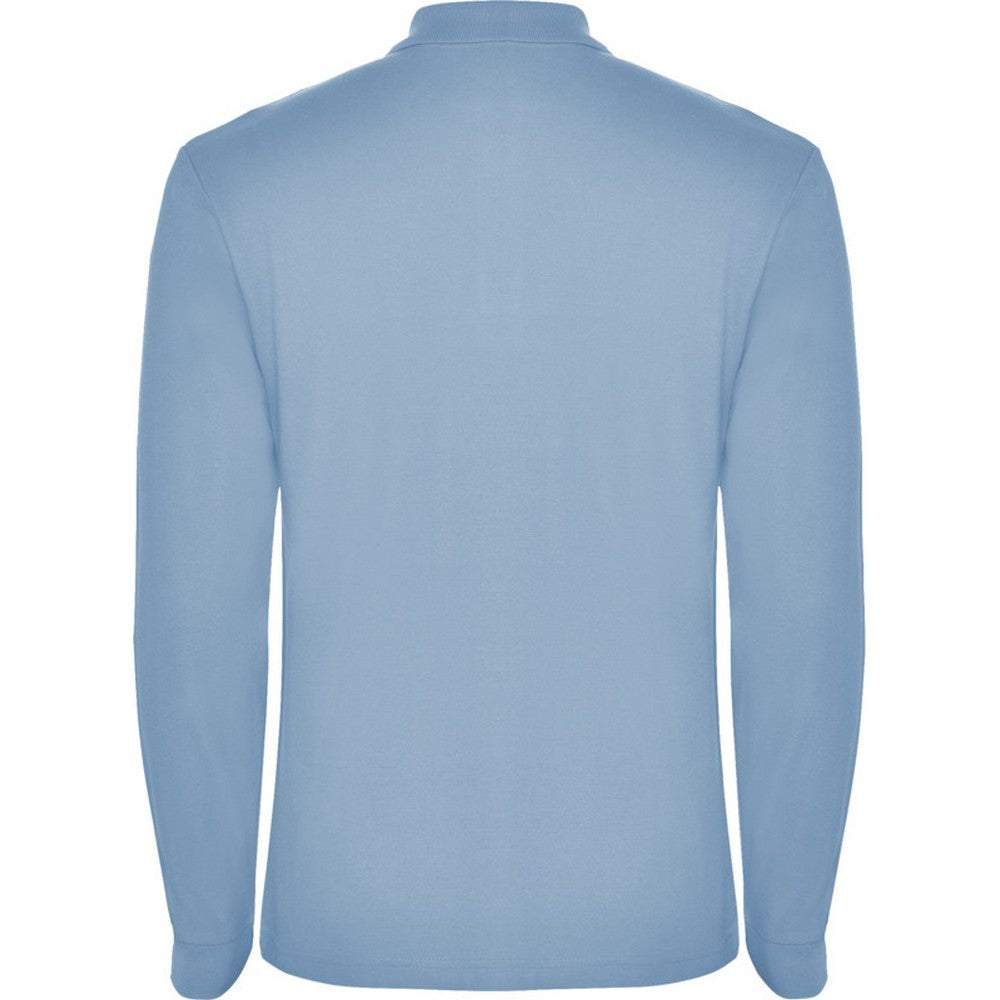 Sky Blue - Back - Roly Mens Estrella Long-Sleeved Polo Shirt