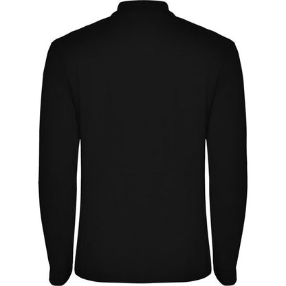 Solid Black - Back - Roly Mens Estrella Long-Sleeved Polo Shirt