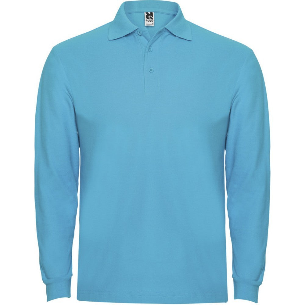 Turquoise - Front - Roly Mens Estrella Long-Sleeved Polo Shirt