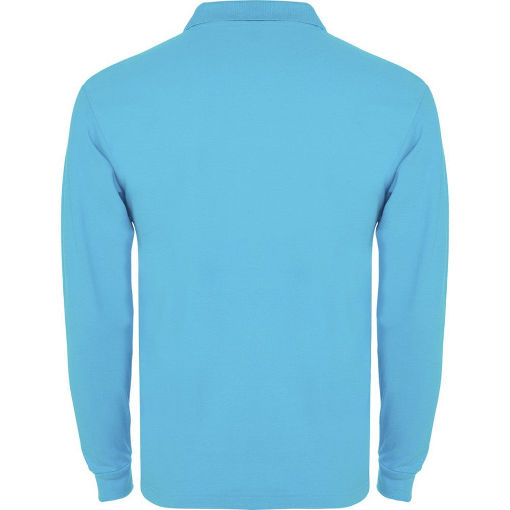 Turquoise - Back - Roly Mens Estrella Long-Sleeved Polo Shirt