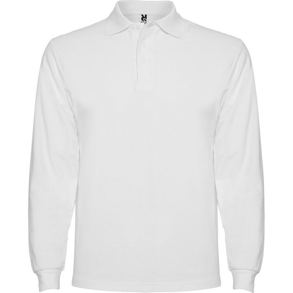 White - Front - Roly Mens Estrella Long-Sleeved Polo Shirt