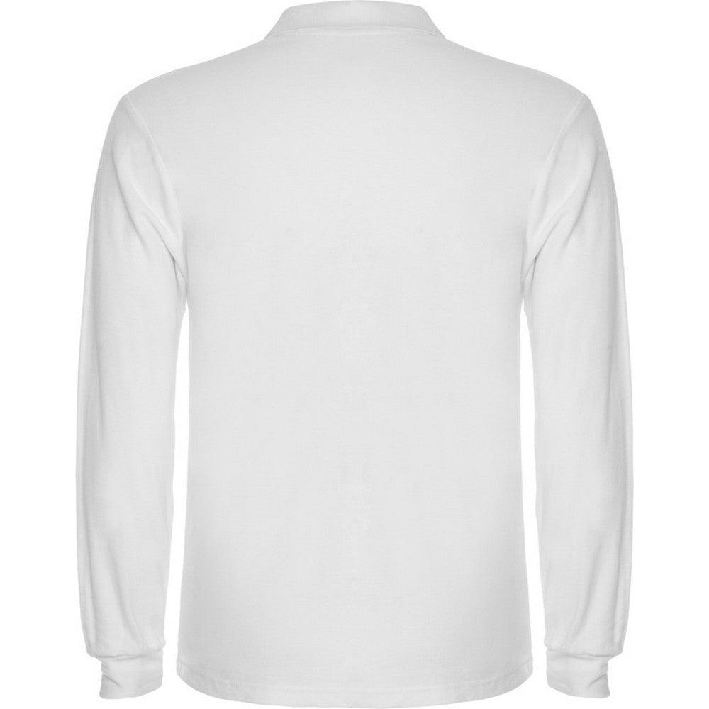 White - Back - Roly Mens Estrella Long-Sleeved Polo Shirt