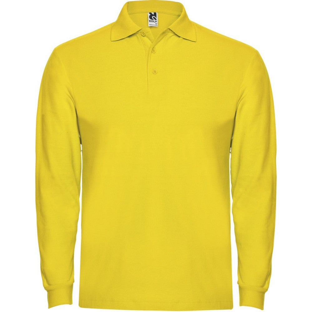 Yellow - Front - Roly Mens Estrella Long-Sleeved Polo Shirt