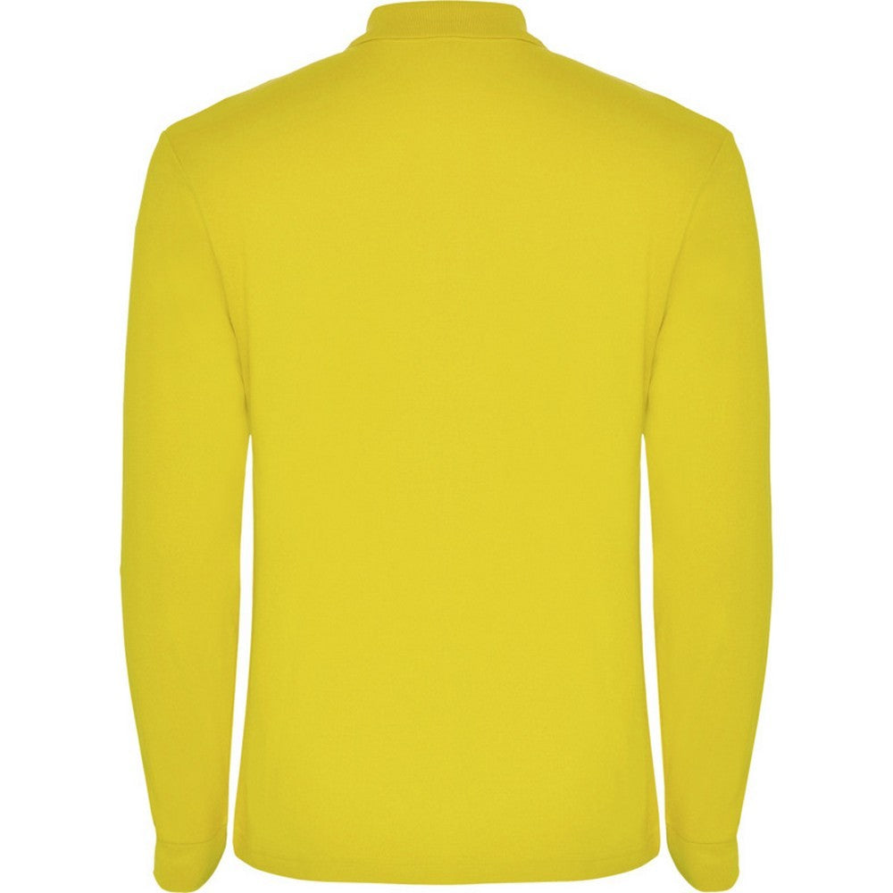 Yellow - Back - Roly Mens Estrella Long-Sleeved Polo Shirt