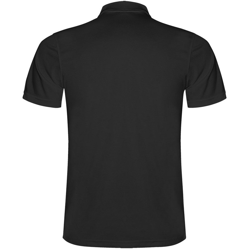 Solid Black - Back - Roly Mens Monzha Short-Sleeved Polo Shirt