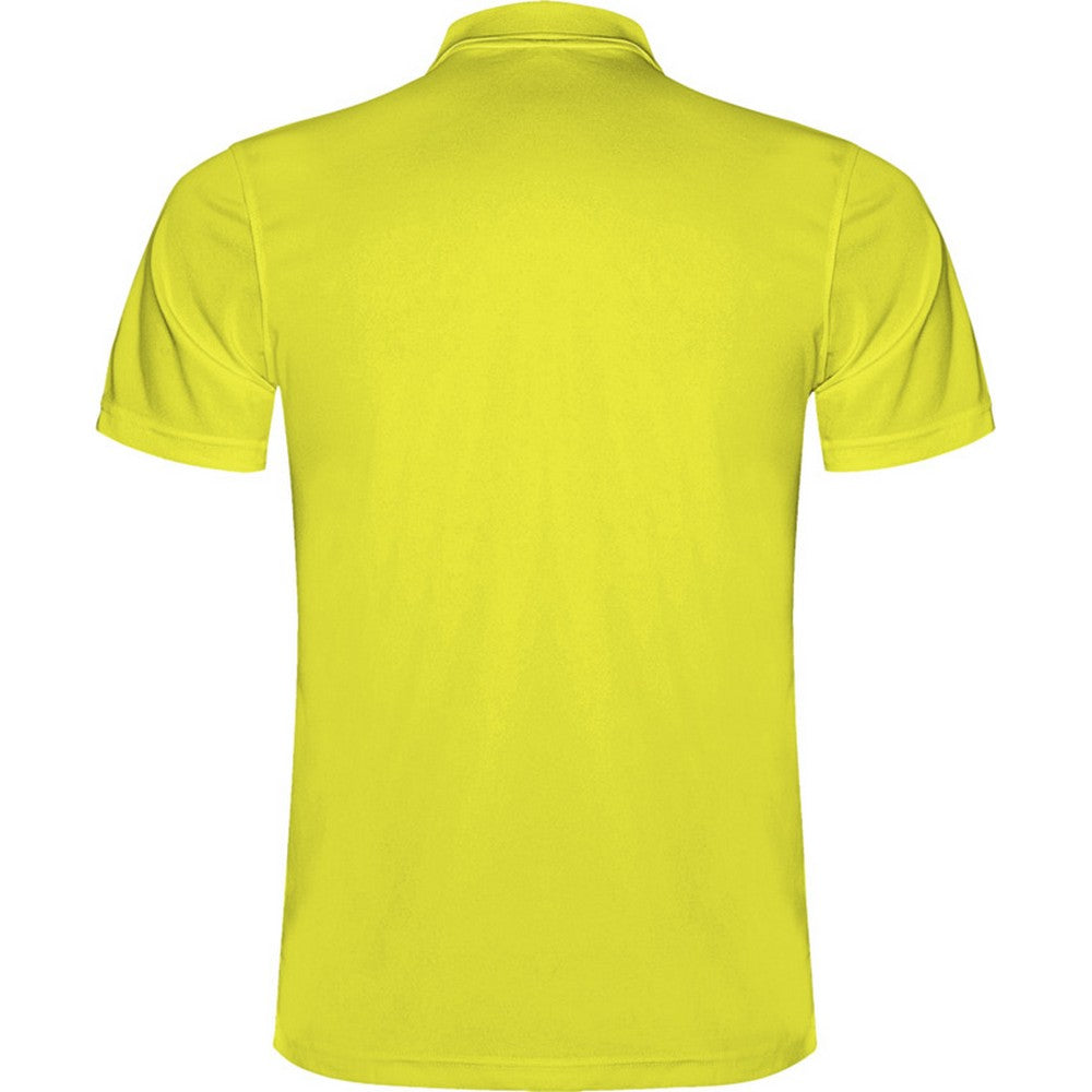 Fluorescent Yellow - Back - Roly Mens Monzha Short-Sleeved Polo Shirt