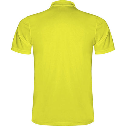 Fluorescent Yellow - Back - Roly Mens Monzha Short-Sleeved Polo Shirt