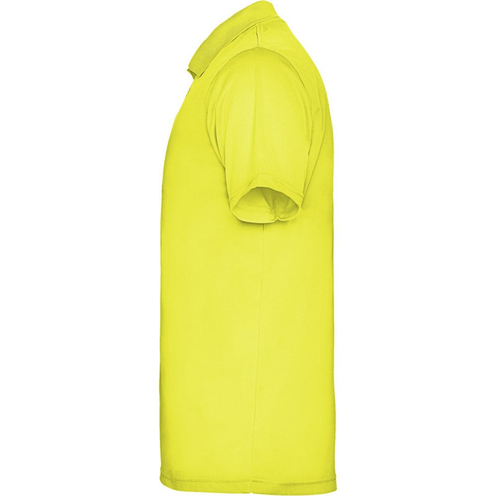 Fluorescent Yellow - Side - Roly Mens Monzha Short-Sleeved Polo Shirt