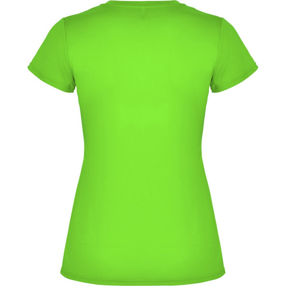 Lime - Back - Roly Womens-Ladies Montecarlo Short-Sleeved Sports T-Shirt