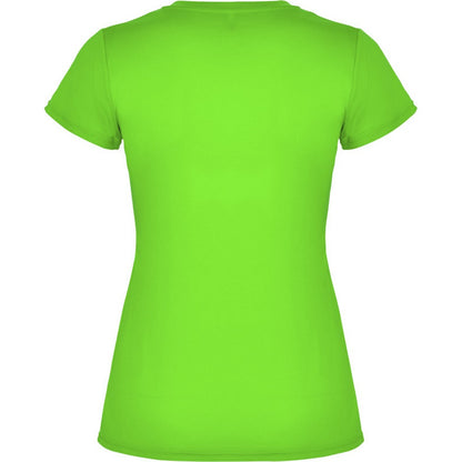 Lime - Back - Roly Womens-Ladies Montecarlo Short-Sleeved Sports T-Shirt