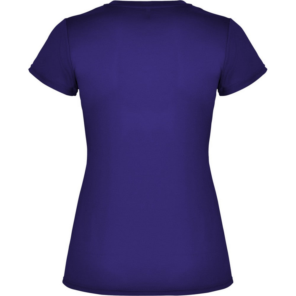 Mauve - Back - Roly Womens-Ladies Montecarlo Short-Sleeved Sports T-Shirt