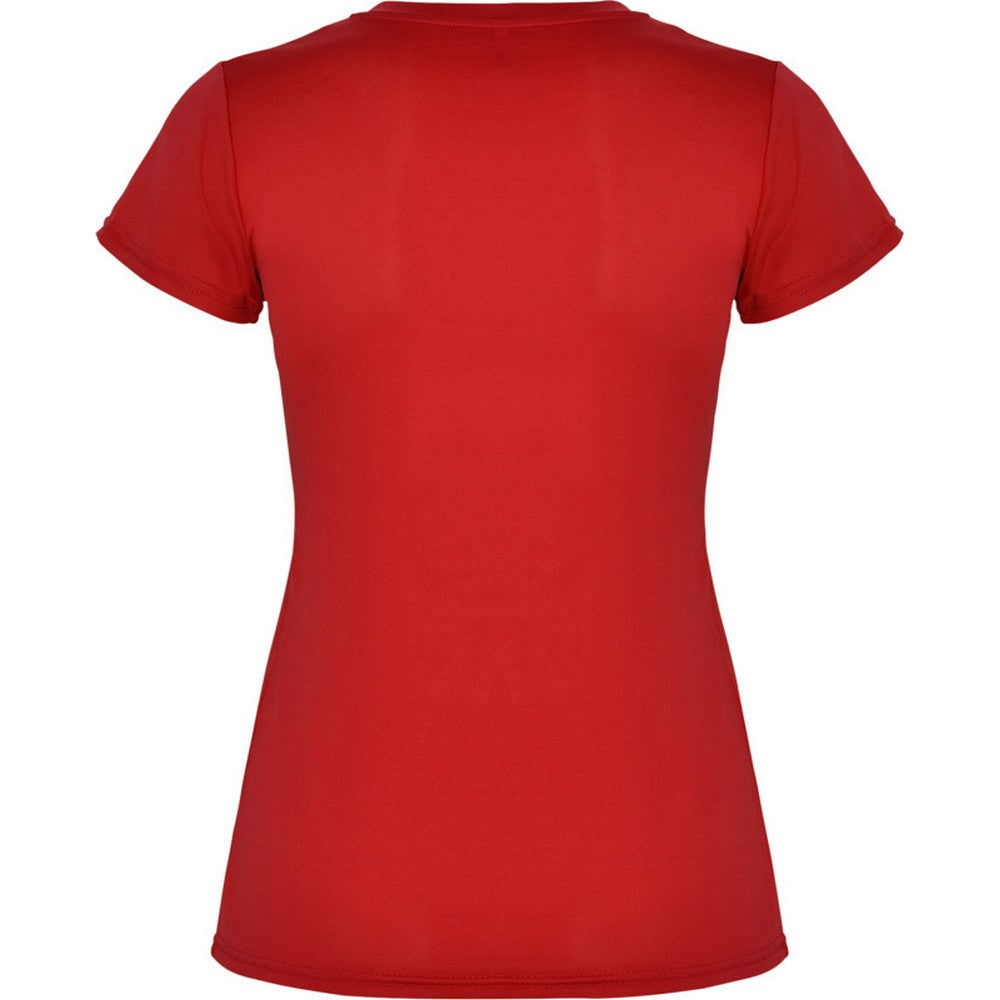 Red - Back - Roly Womens-Ladies Montecarlo Short-Sleeved Sports T-Shirt