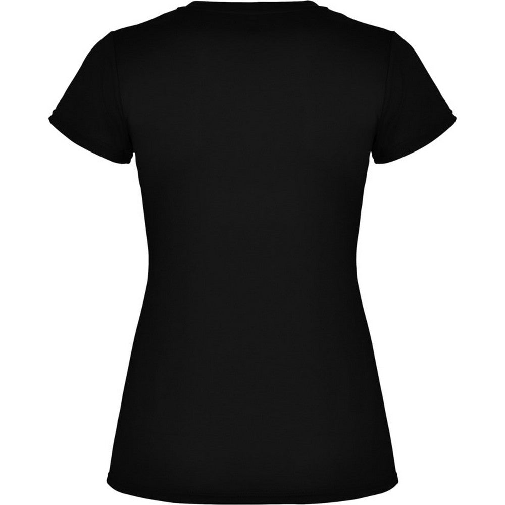Solid Black - Back - Roly Womens-Ladies Montecarlo Short-Sleeved Sports T-Shirt