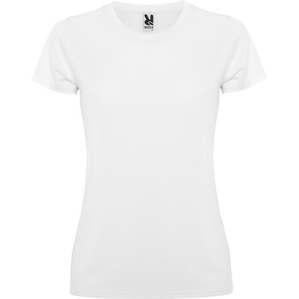 White - Front - Roly Womens-Ladies Montecarlo Short-Sleeved Sports T-Shirt