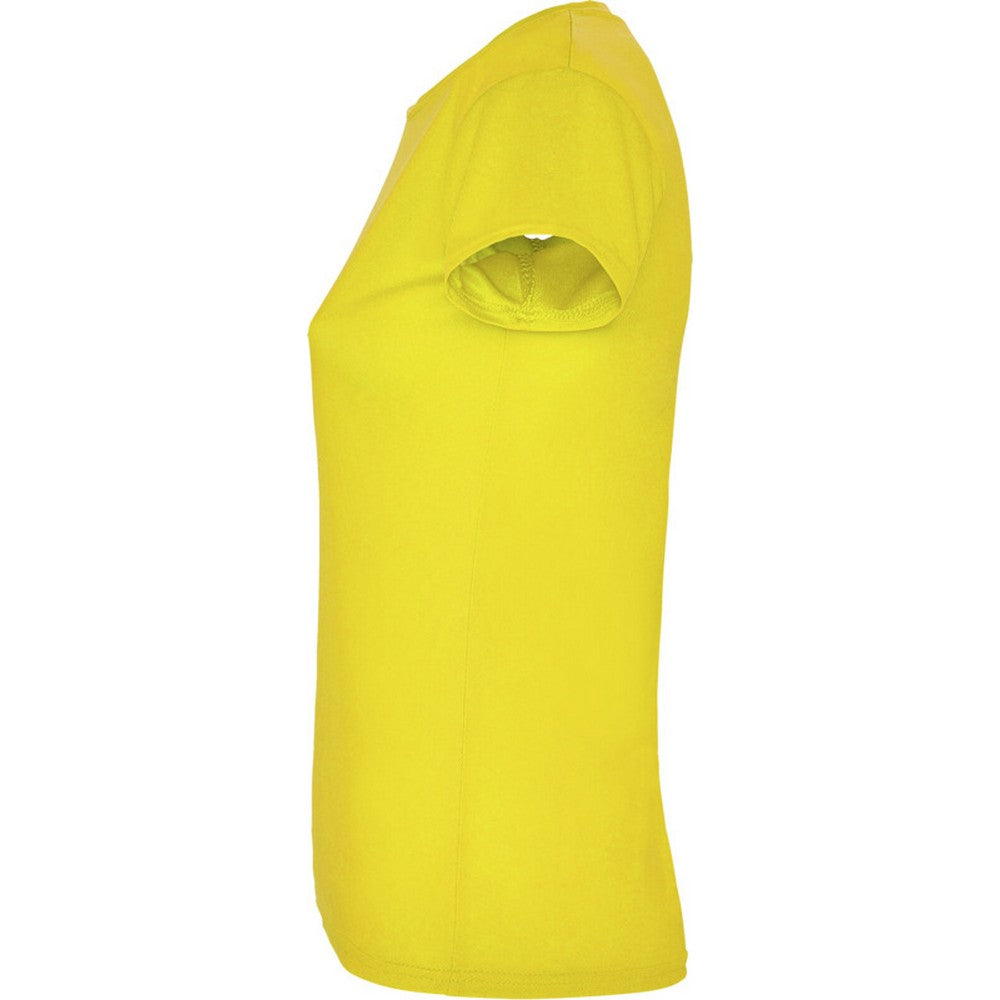 Yellow - Side - Roly Womens-Ladies Montecarlo Short-Sleeved Sports T-Shirt