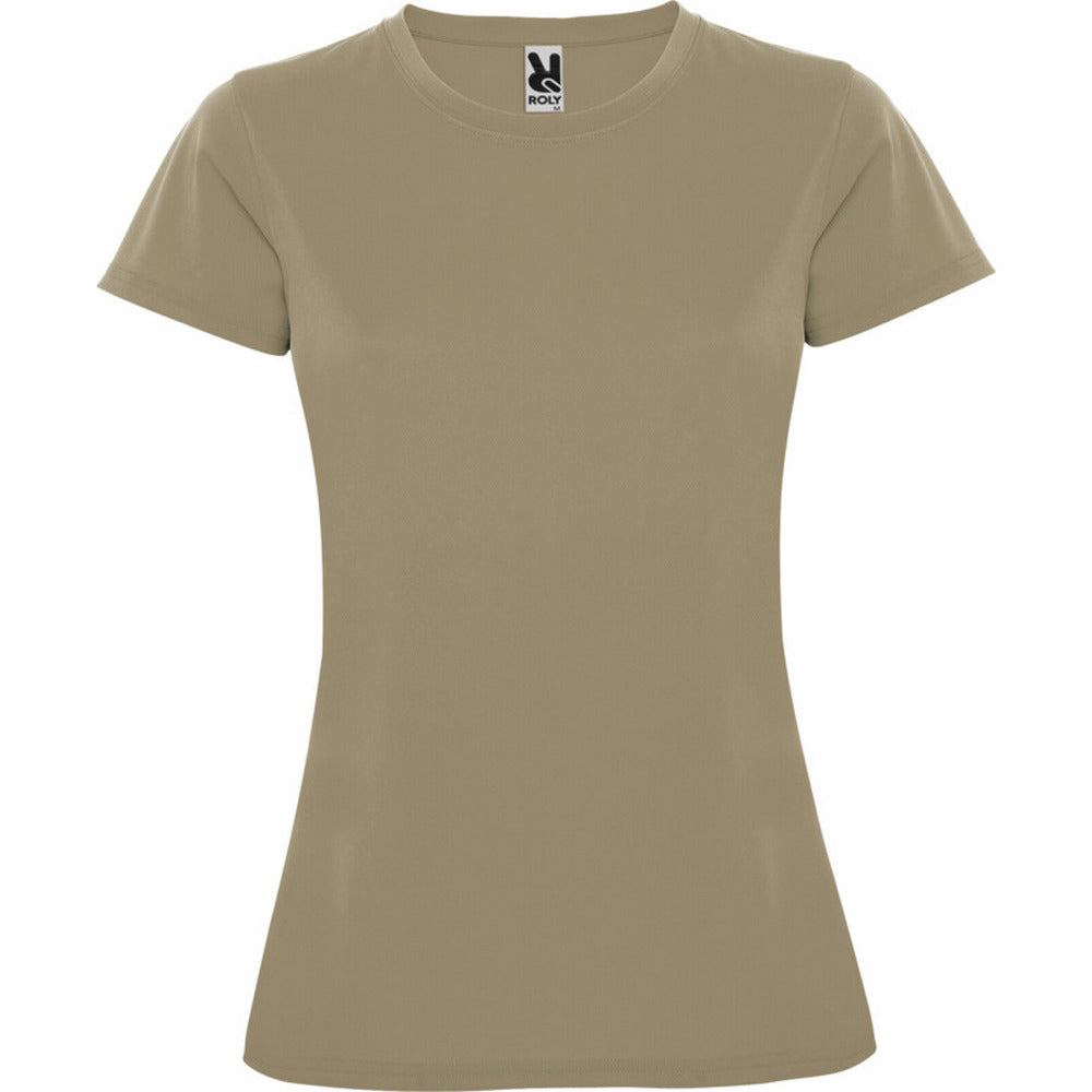 Dark Sand - Front - Roly Womens-Ladies Montecarlo Short-Sleeved Sports T-Shirt