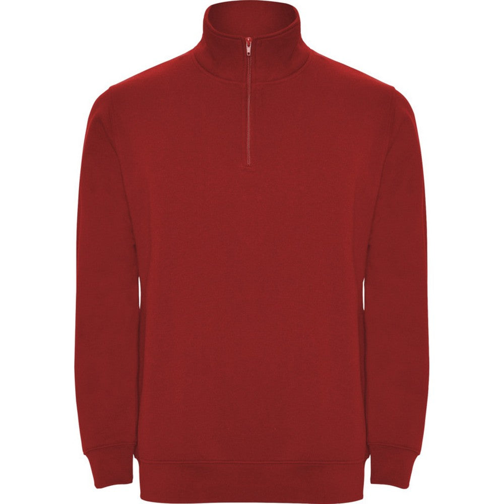 Red - Front - Roly Mens Aneto Quarter Zip Sweatshirt