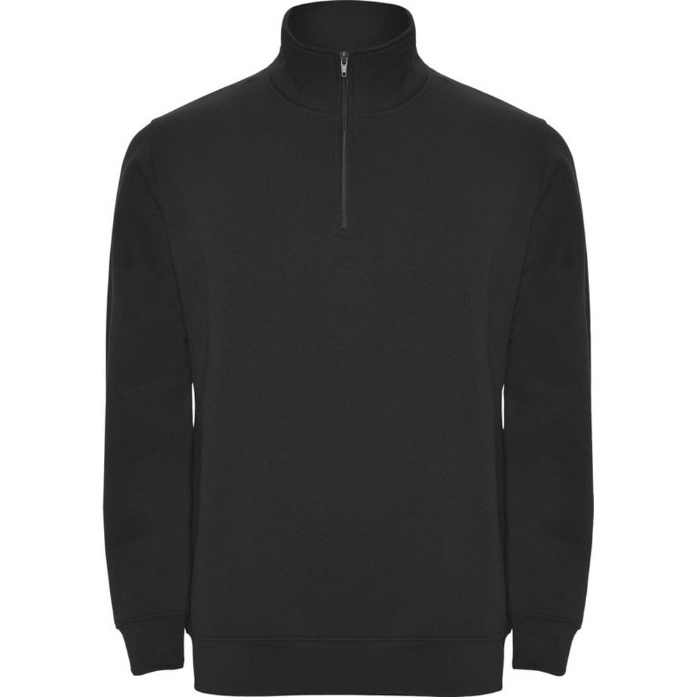 Solid Black - Front - Roly Mens Aneto Quarter Zip Sweatshirt