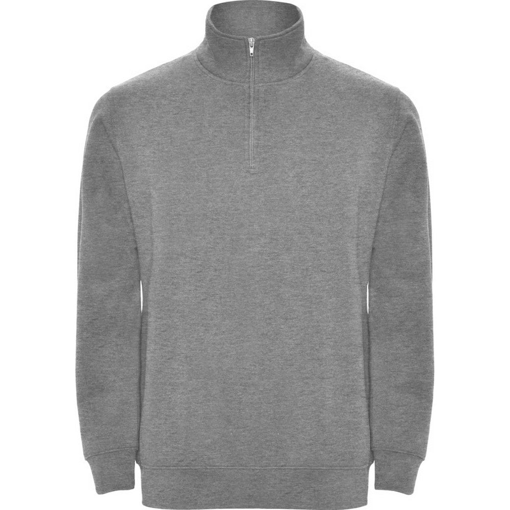 Grey Marl - Front - Roly Mens Aneto Quarter Zip Sweatshirt