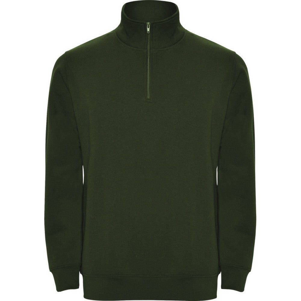 Bottle Green - Front - Roly Mens Aneto Quarter Zip Sweatshirt
