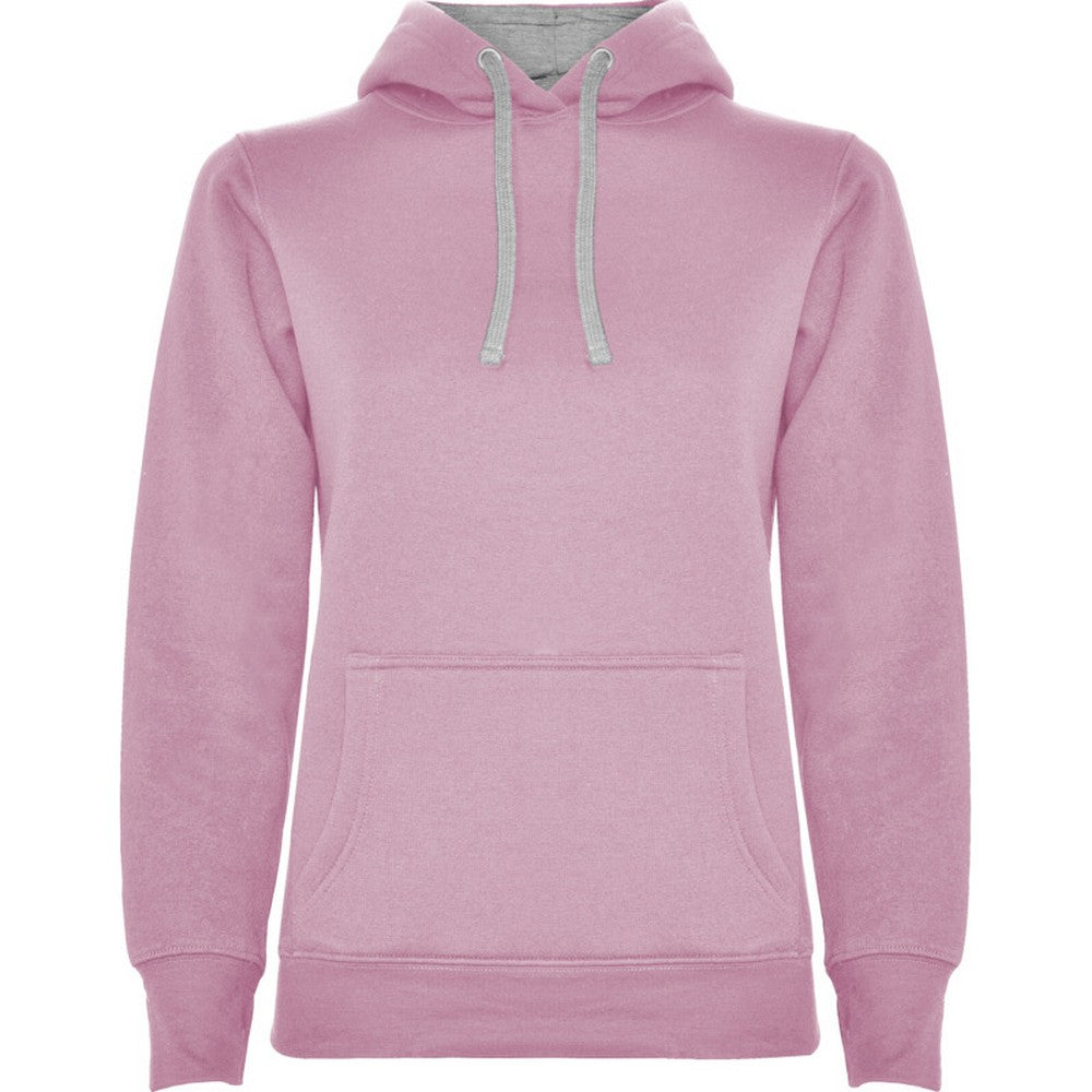 Light Pink-Grey Marl - Front - Roly Womens-Ladies Urban Hoodie