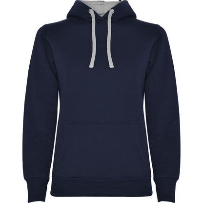 Navy Blue-Grey Marl - Front - Roly Womens-Ladies Urban Hoodie
