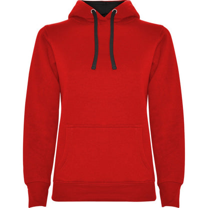Red-Solid Black - Front - Roly Womens-Ladies Urban Hoodie