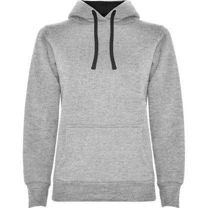 Grey Marl-Solid Black - Front - Roly Womens-Ladies Urban Hoodie