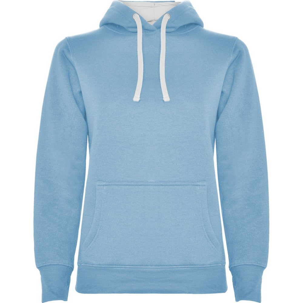 Sky Blue-White - Front - Roly Womens-Ladies Urban Hoodie
