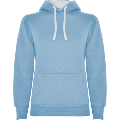 Sky Blue-White - Front - Roly Womens-Ladies Urban Hoodie