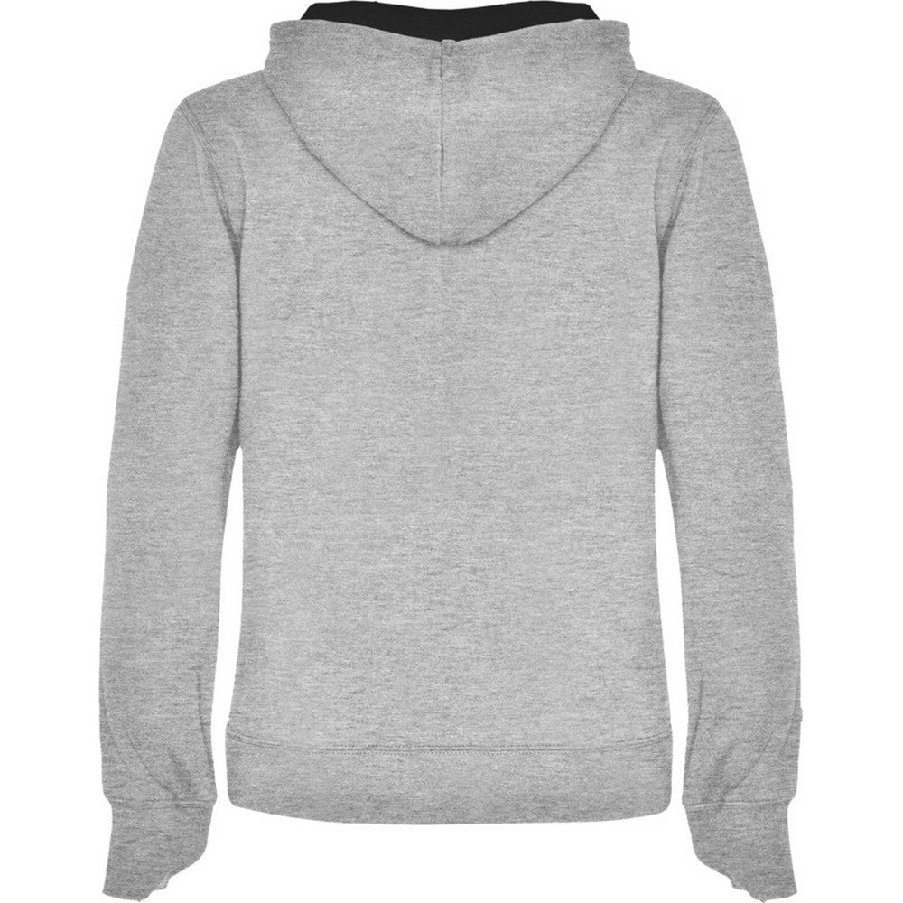 Grey Marl-Solid Black - Back - Roly Womens-Ladies Urban Hoodie