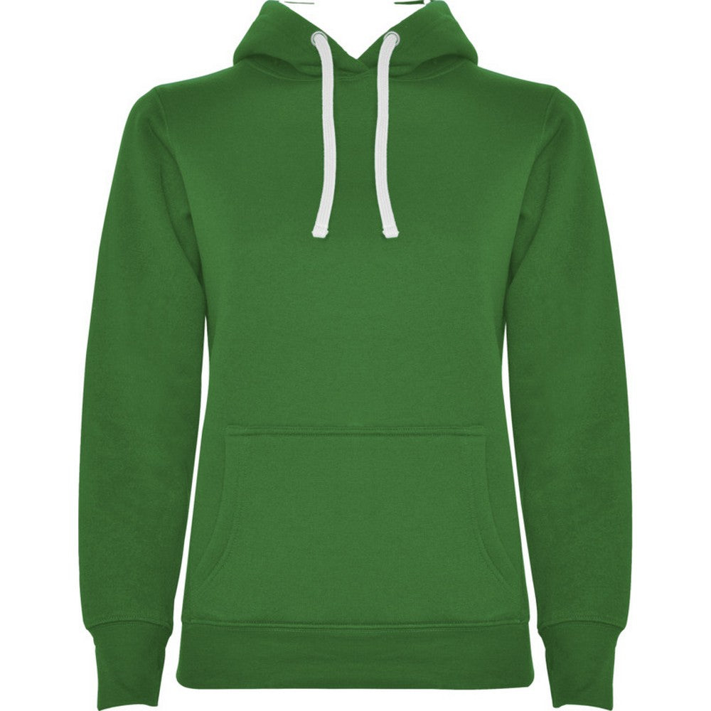 Kelly Green-White - Front - Roly Womens-Ladies Urban Hoodie